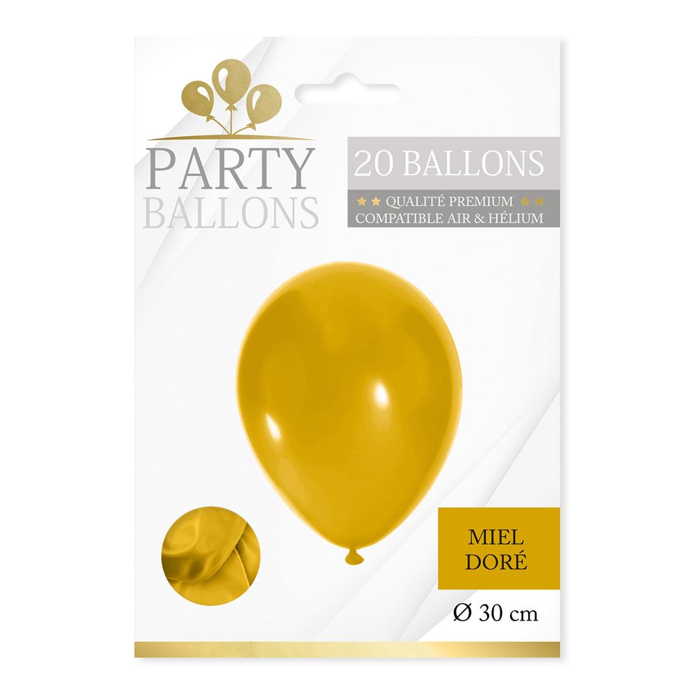 Sachet 20 ballons miel dore