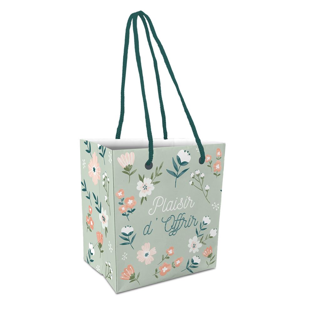 Pochette cadeau  "mug" fleurs