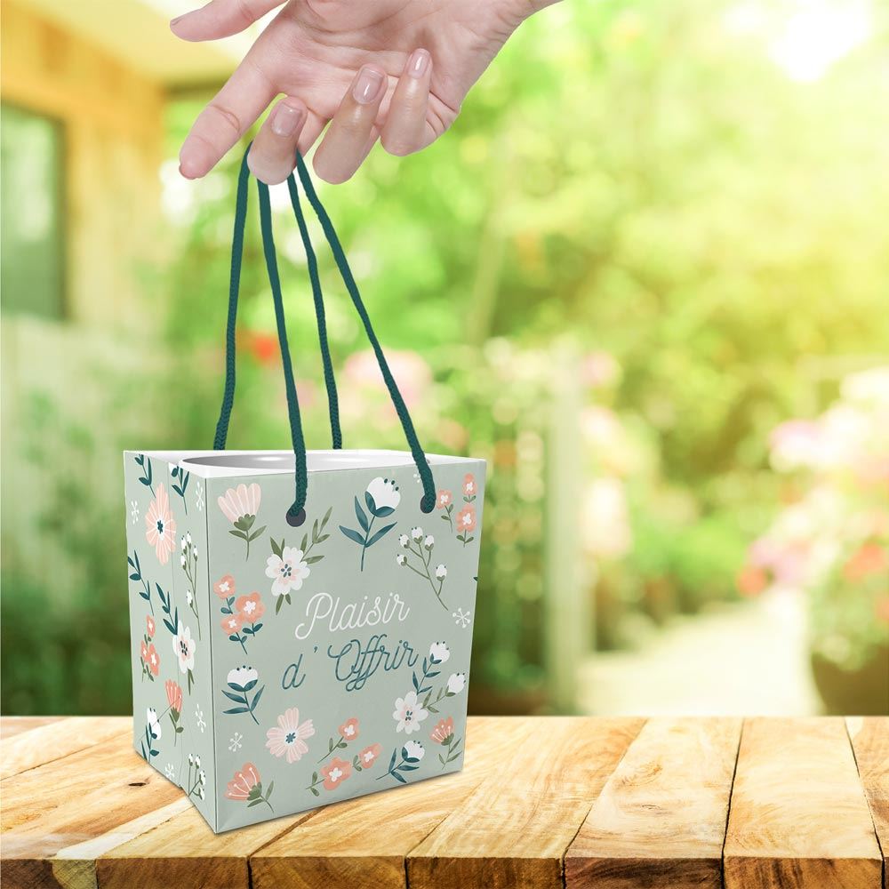 Pochette cadeau  "mug" fleurs