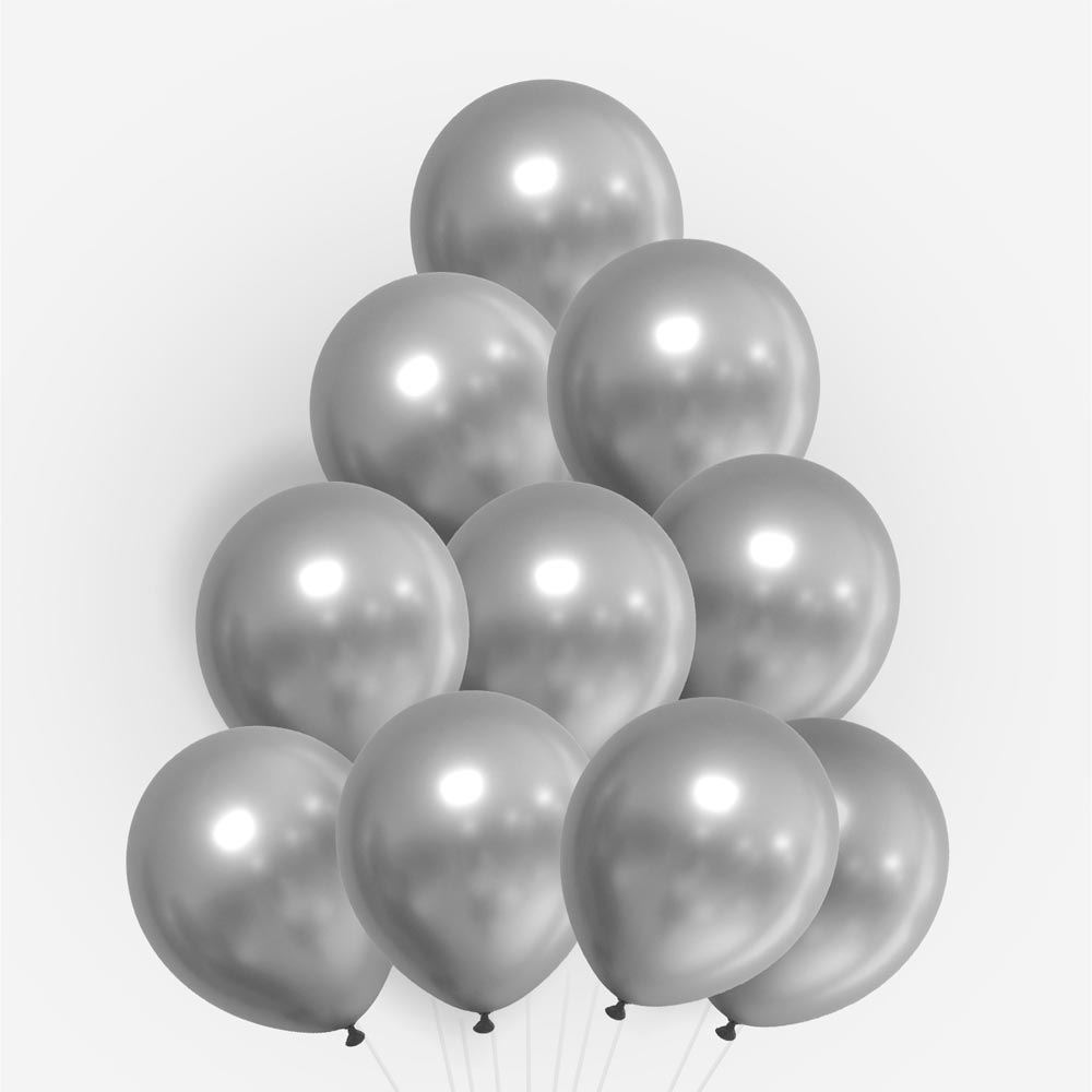 Sachet 10 ballons argent metal