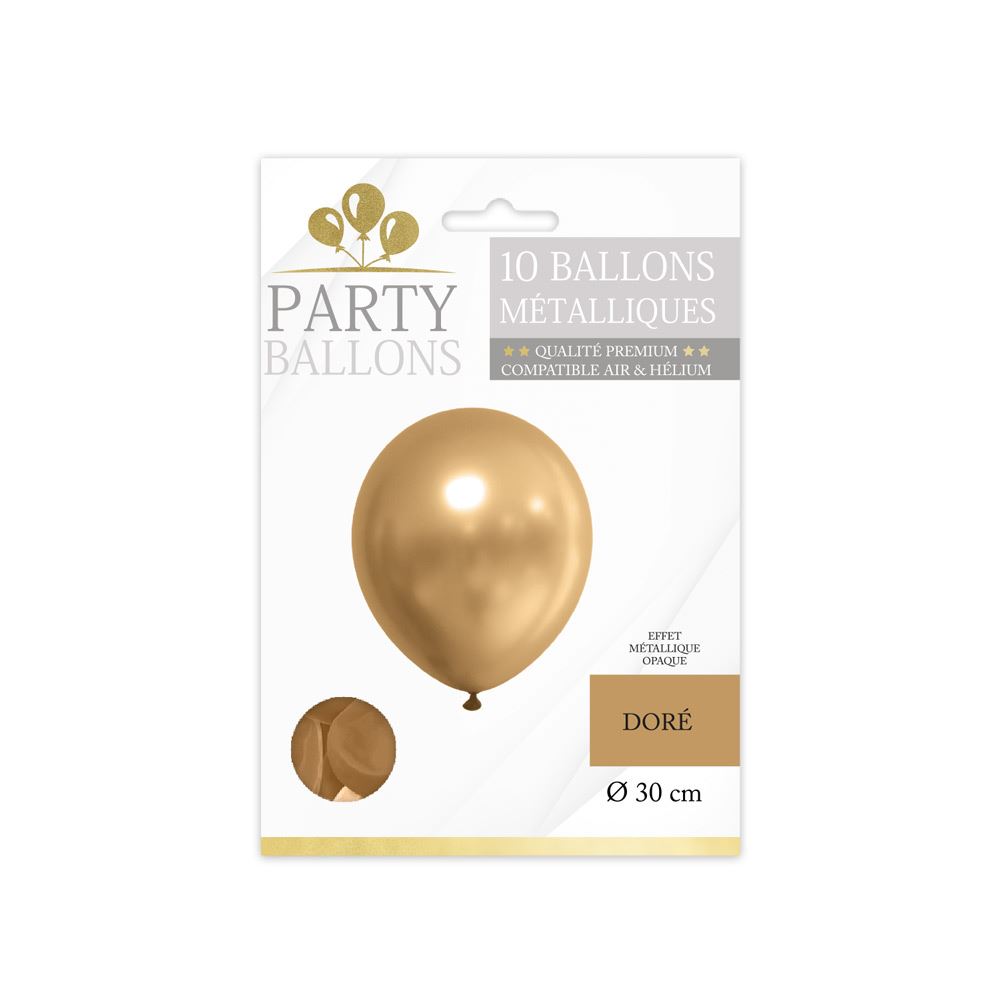 Sachet 10 ballons dore