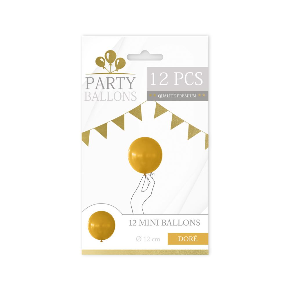 Sachet 12 mini ballons dores