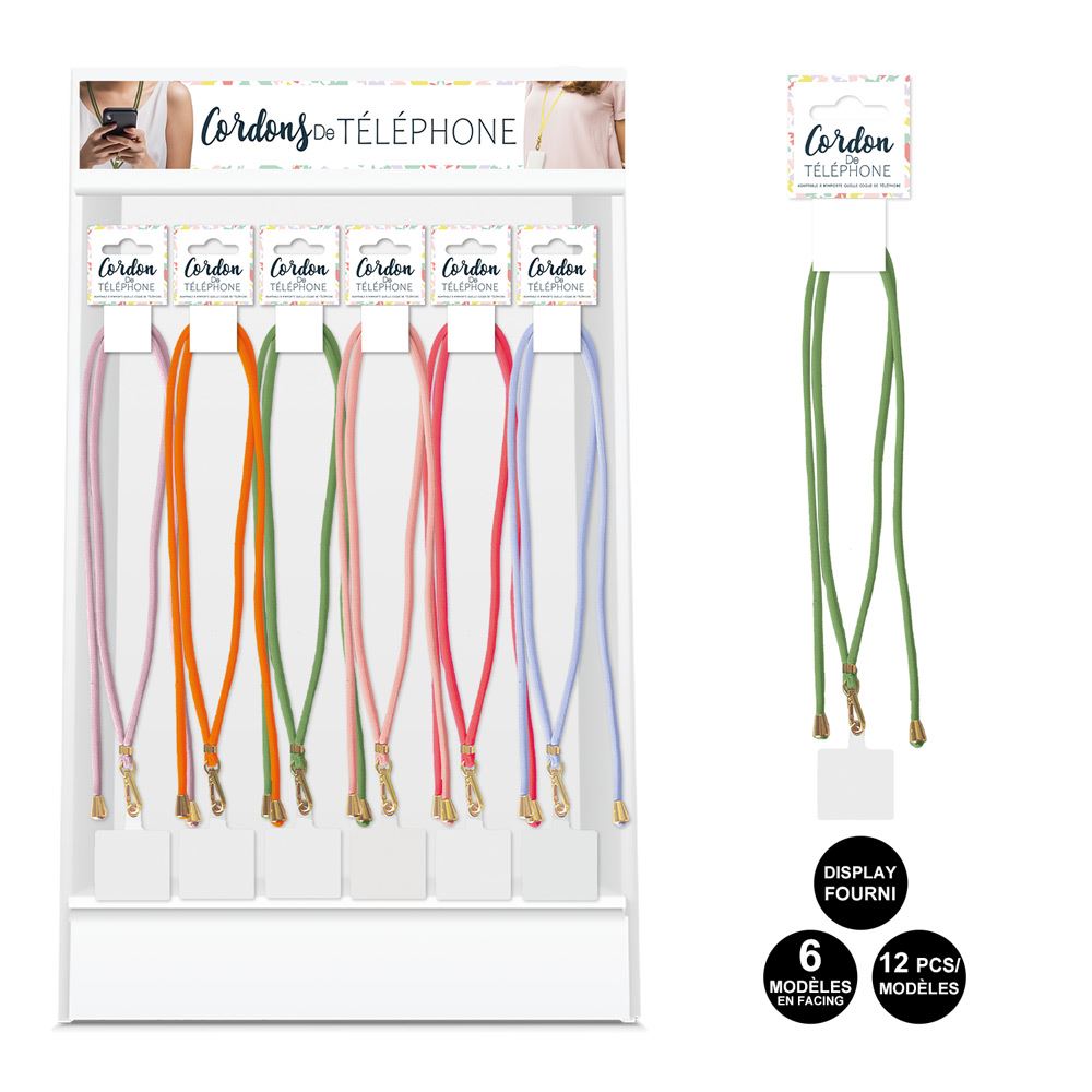 Cordon bijoux de telephone 6mods /72pcs