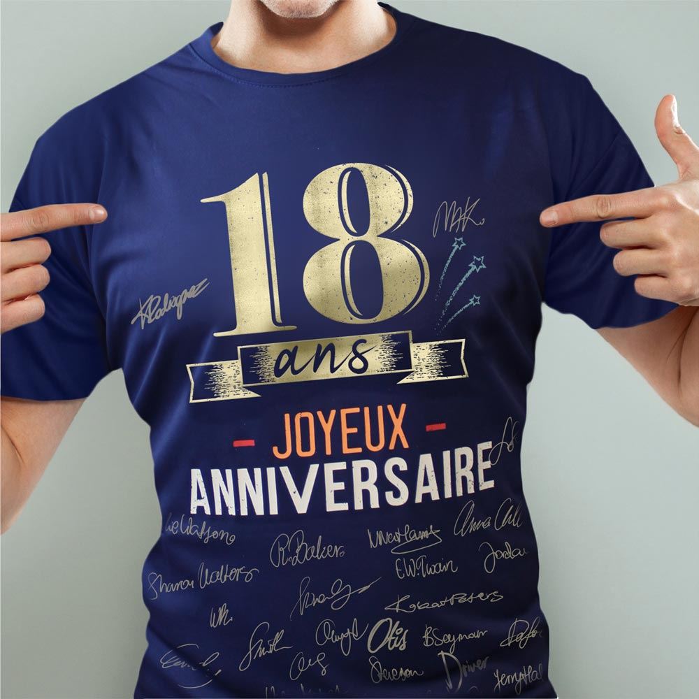 T-shirt a dedicacer homme 18 ans