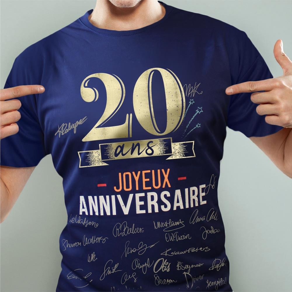T-shirt a dedicacer homme 20 ans
