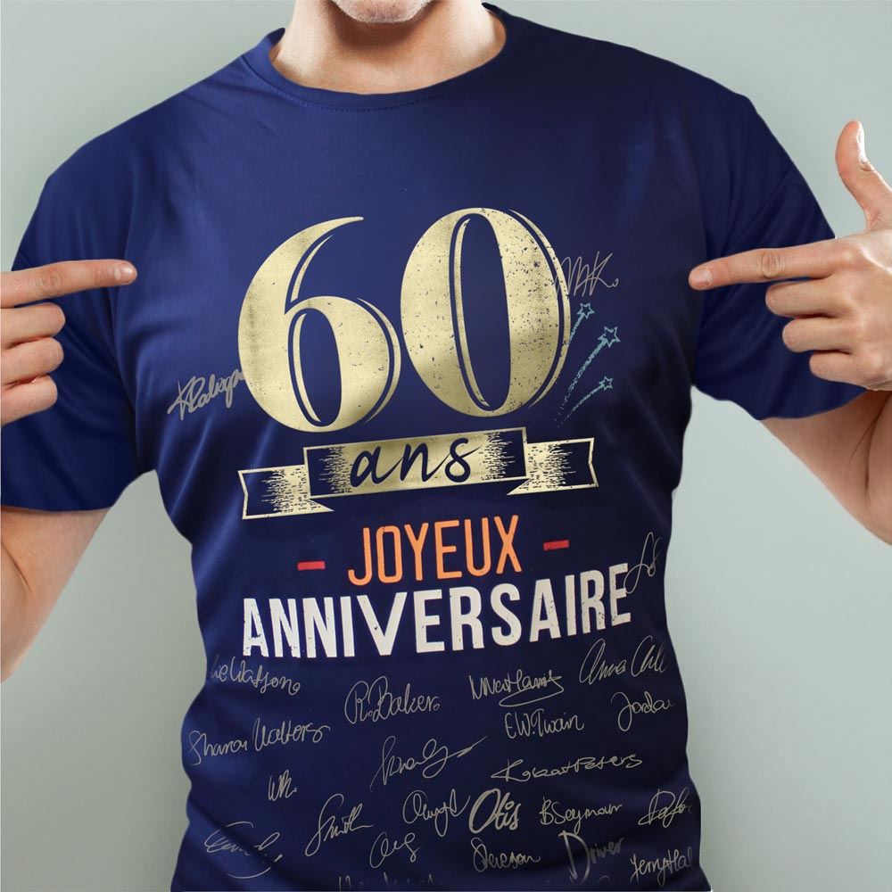 T-shirt a dedicacer homme 60 ans