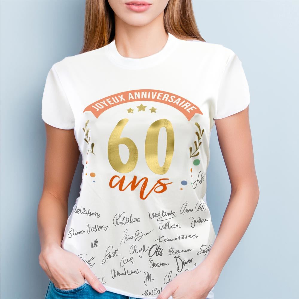 T-shirt a dedicacer femme 60 ans