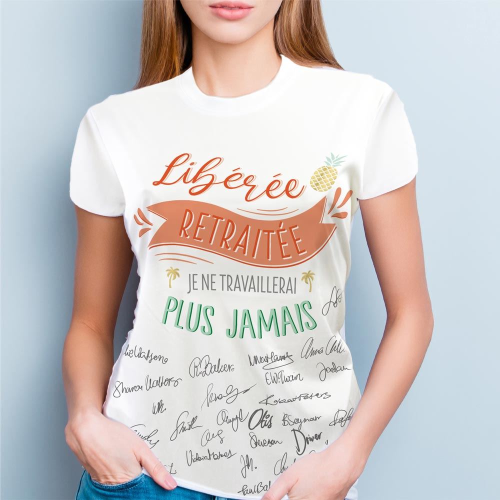 T-shirt a dedicacer femme retraite