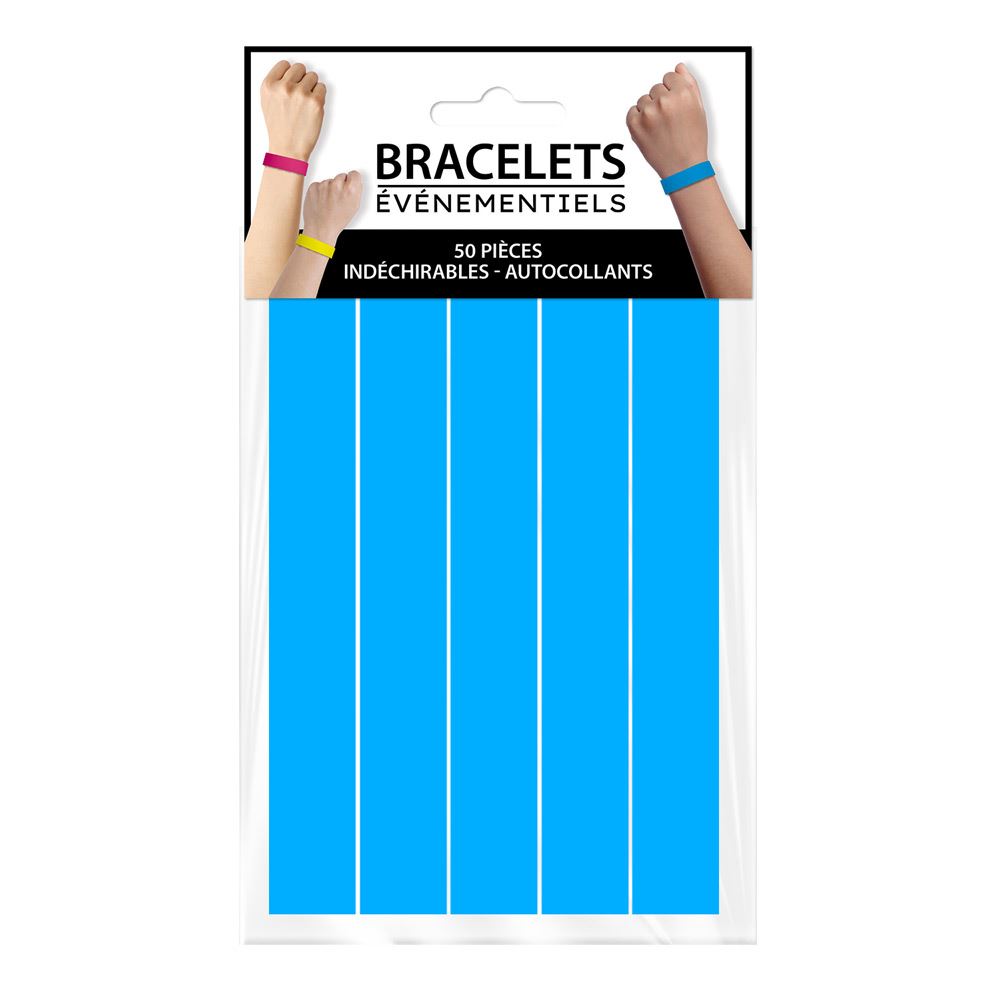 Pack 50 bracelets evenementiels bleus