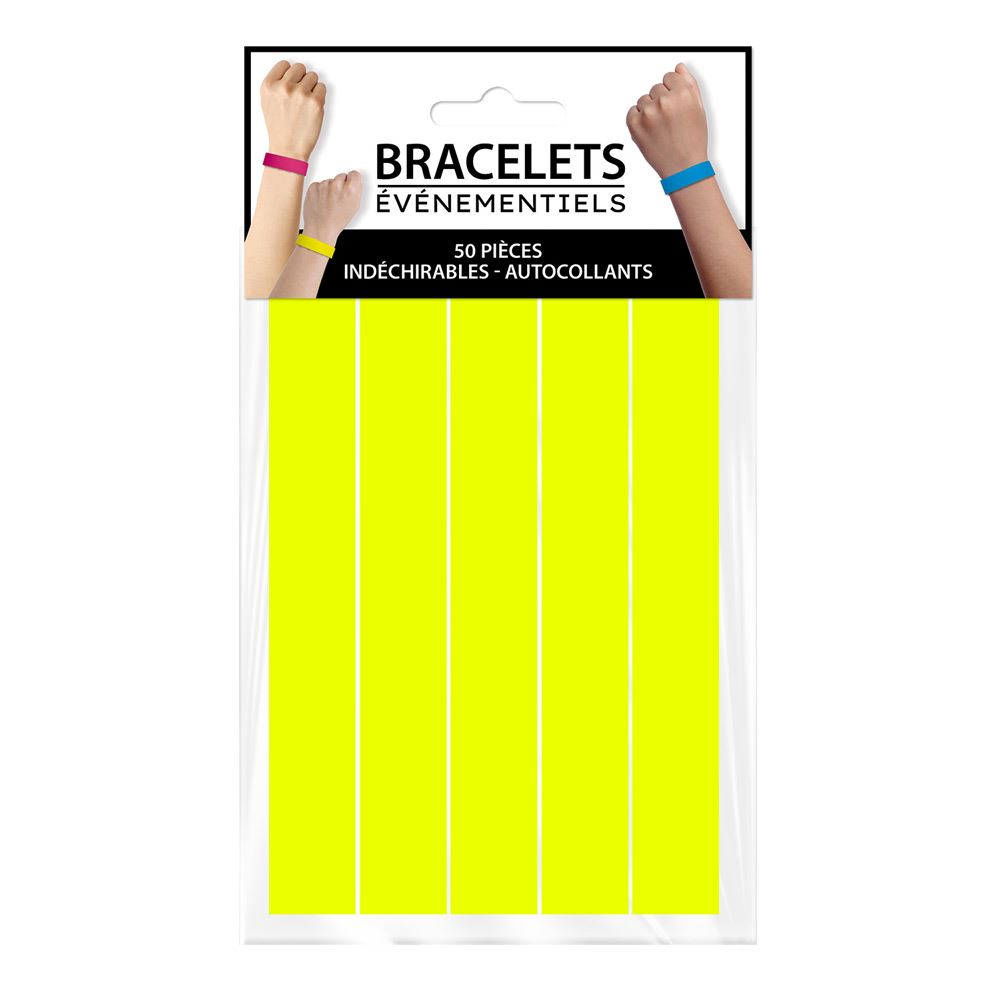 Pack 50 bracelets evenementiels jaunes