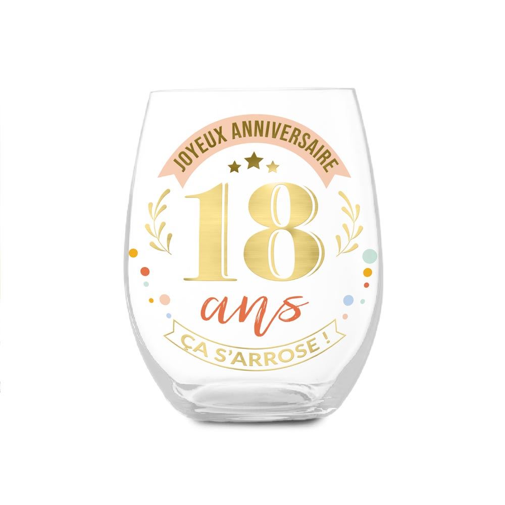 Verre rond cadeau 18 ans