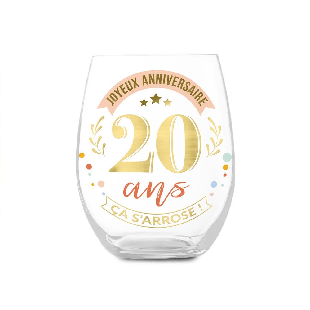 Verre rond cadeau 20 ans