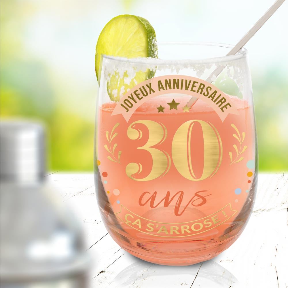 Verre rond cadeau 30 ans