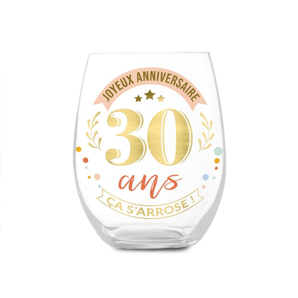 Verre rond cadeau 30 ans