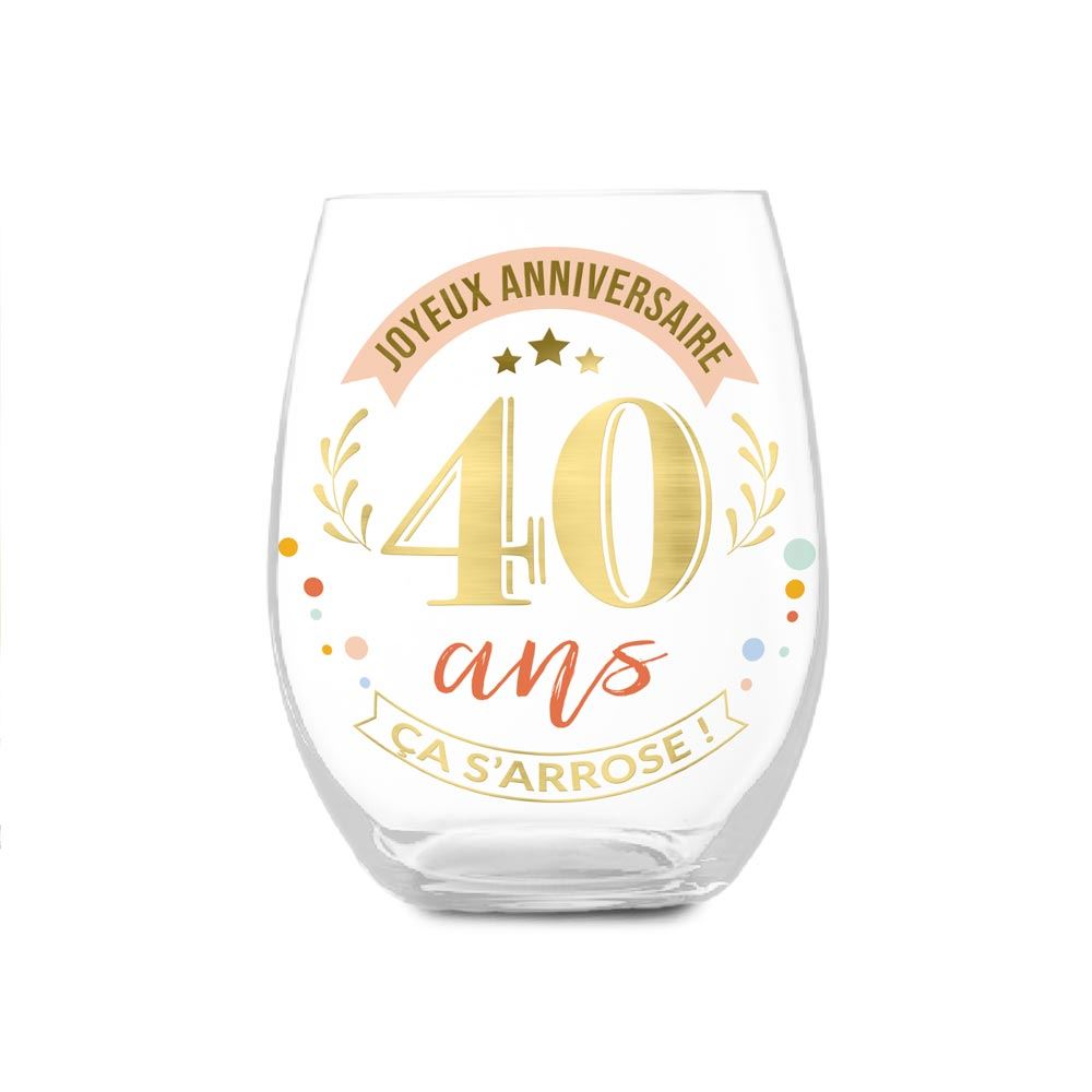 Verre rond cadeau 40 ans