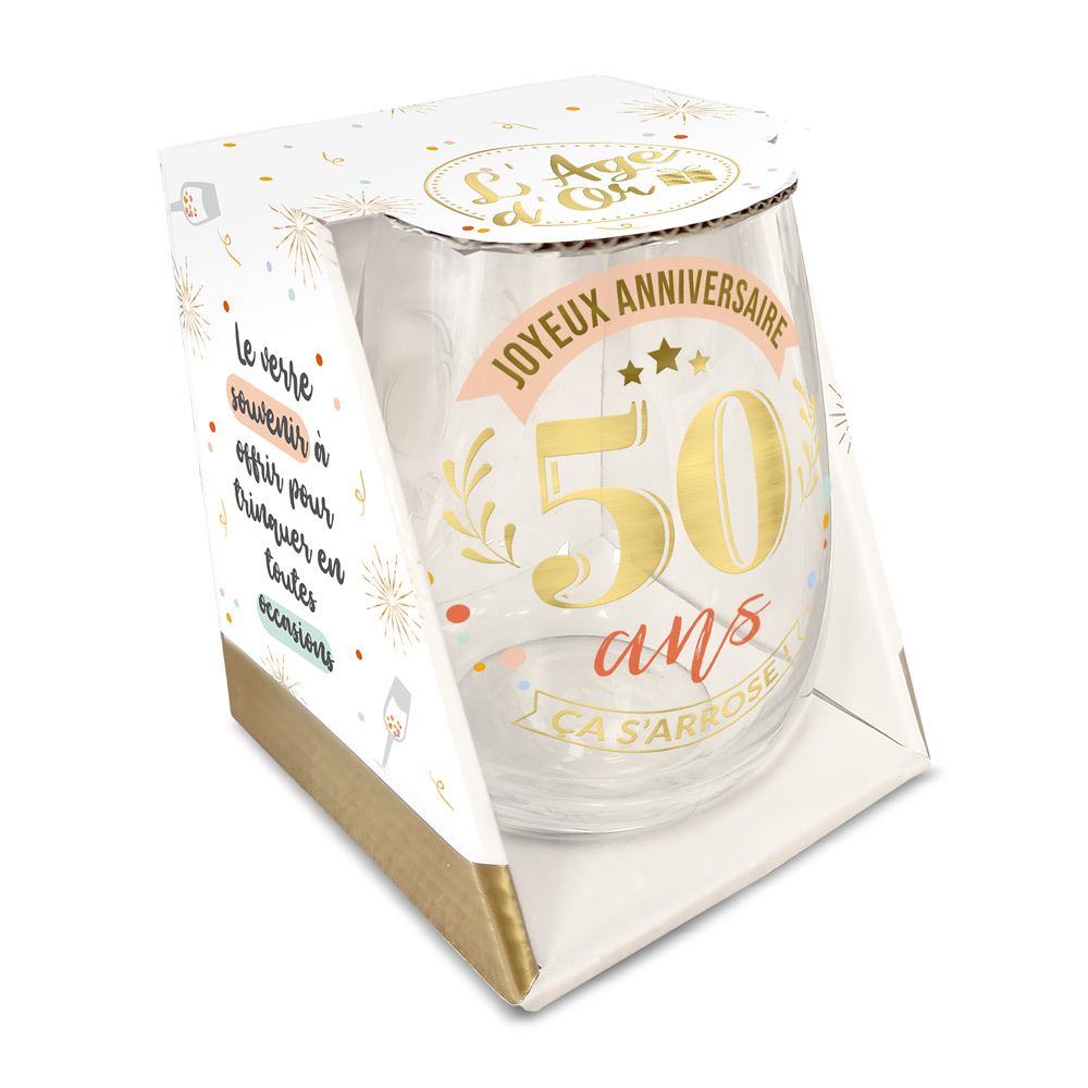 Verre rond cadeau 50 ans