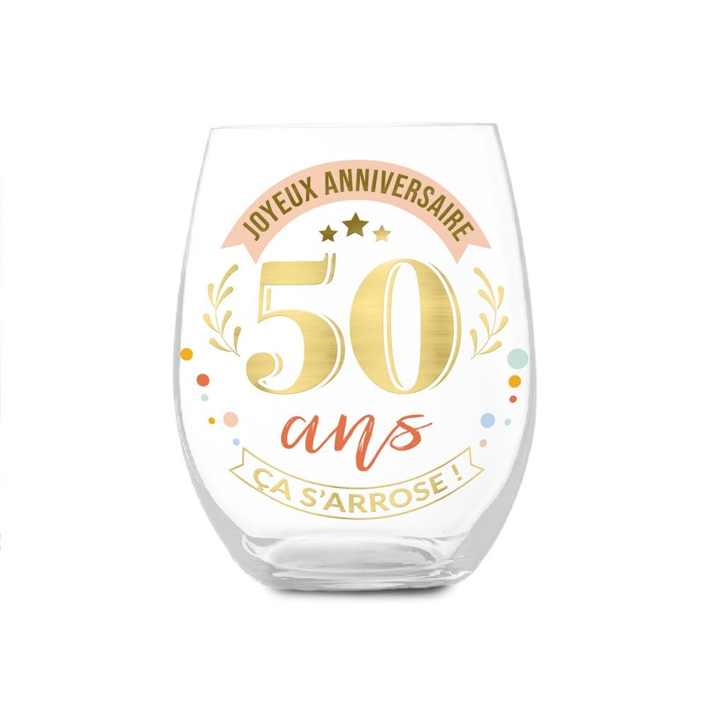 Verre rond cadeau 50 ans