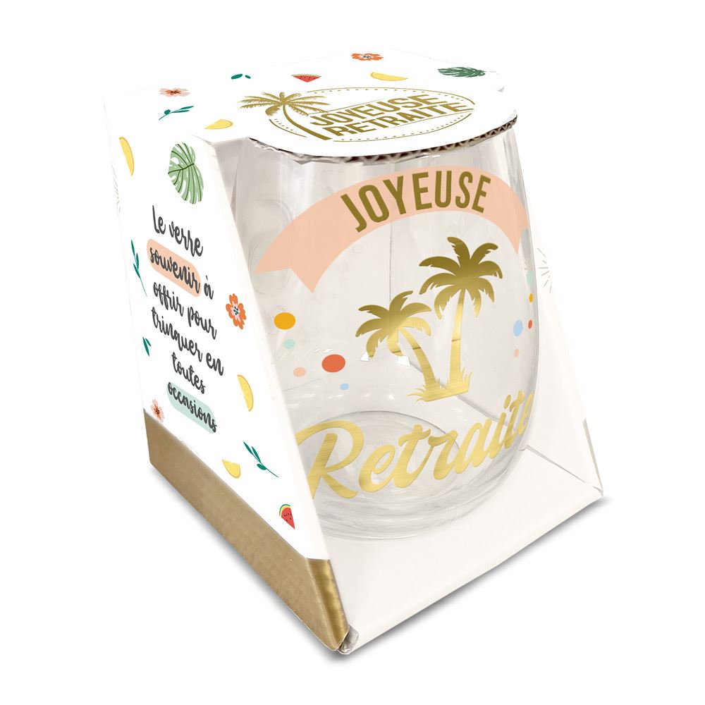 Verre rond cadeau retraite