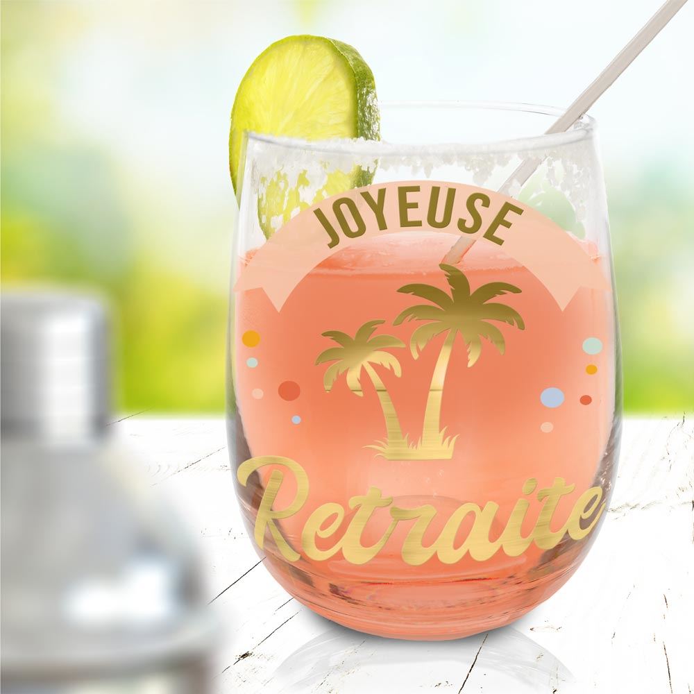 Verre rond cadeau retraite