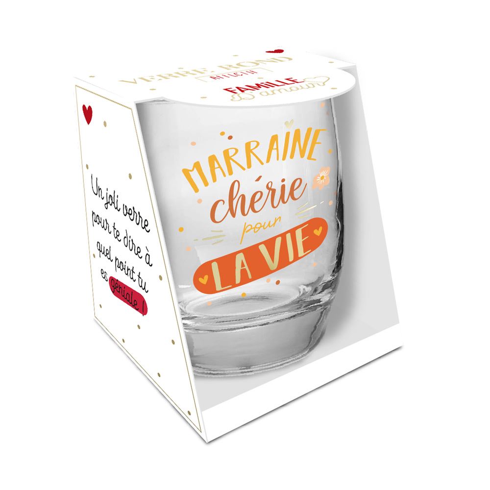 Verre rond "marraine cherie"