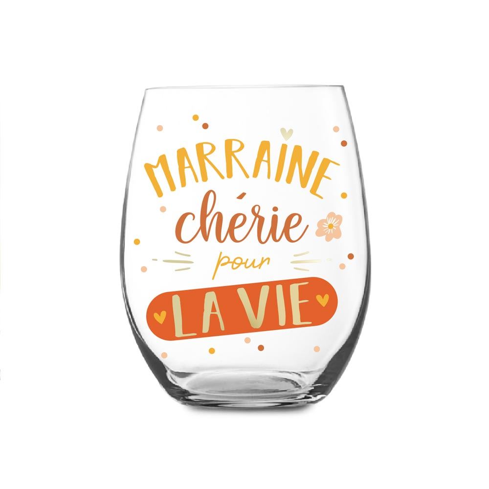 Verre rond "marraine cherie"