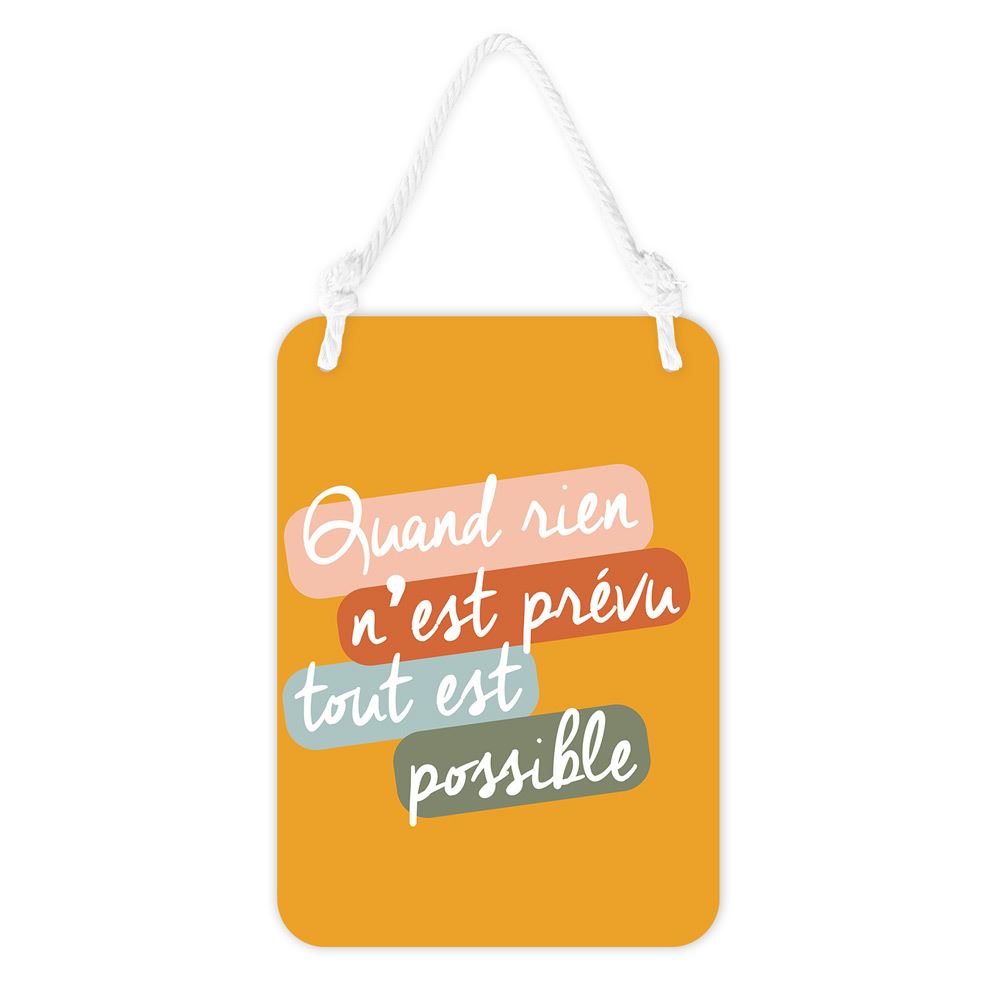 Plaque metal "tout est possible" 14x20cms
