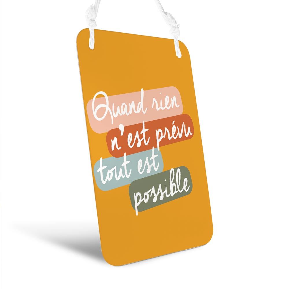 Plaque metal "tout est possible" 14x20cms