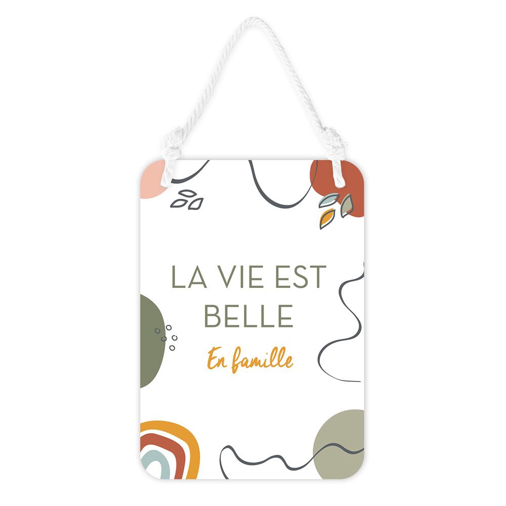 Plaque metal "la vie est belle" 14x20cms