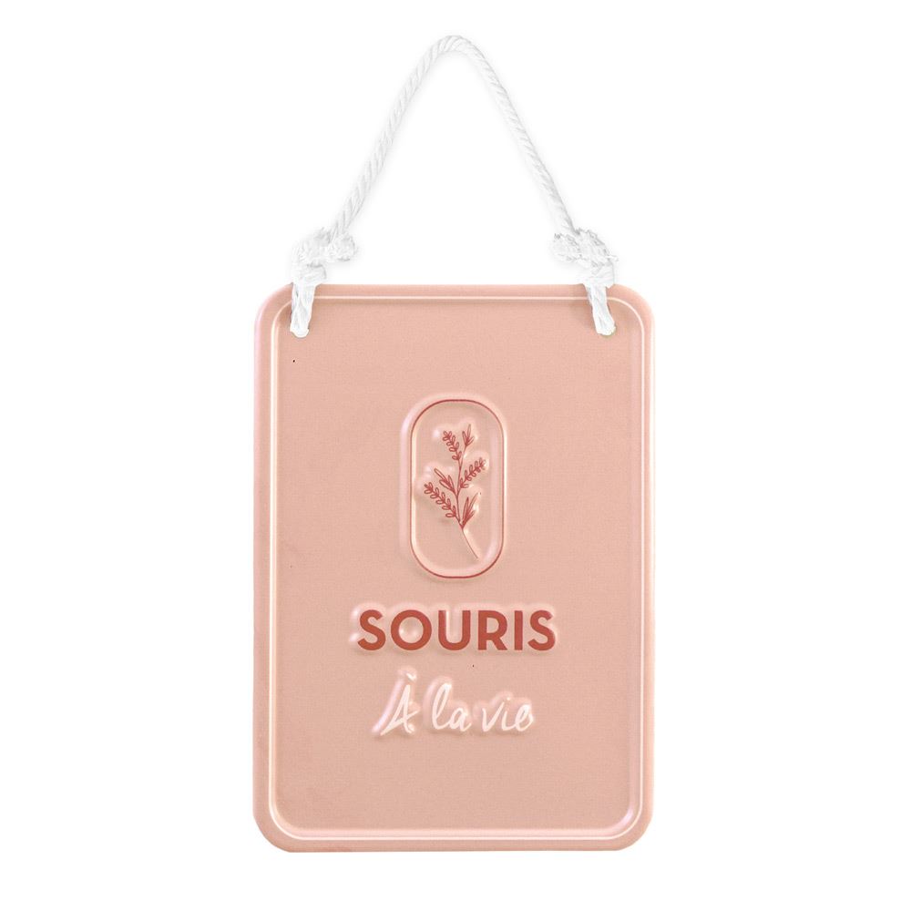 Plaque metal relief "souris a la vie"