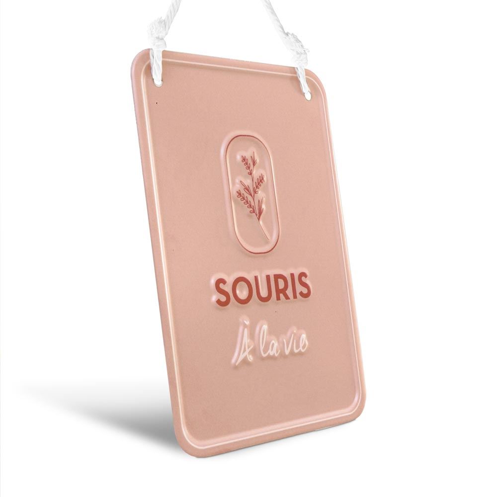 Plaque metal relief "souris a la vie"