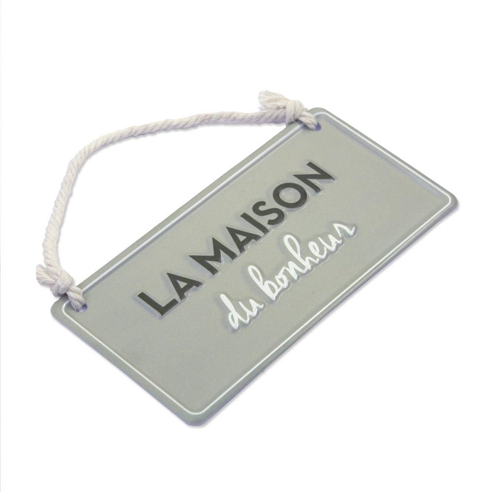 Plaque metal relief "maison du bonheur" 20x10cms