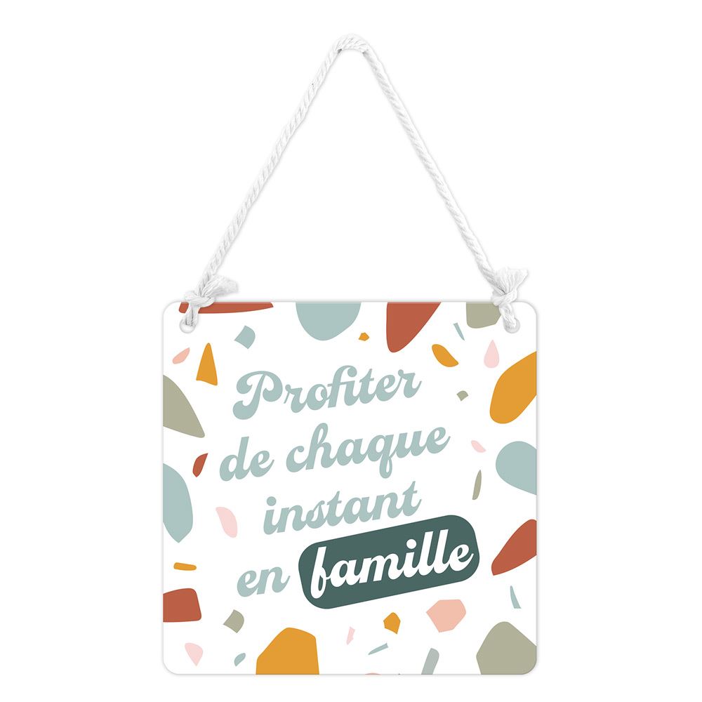 Plaque metal "en famille" 20x20cms