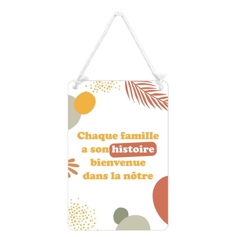 Plaque metal "chaque famille" 20x30cms