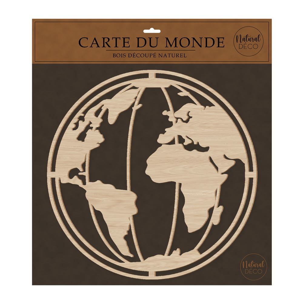 Carte du monde deco bois
