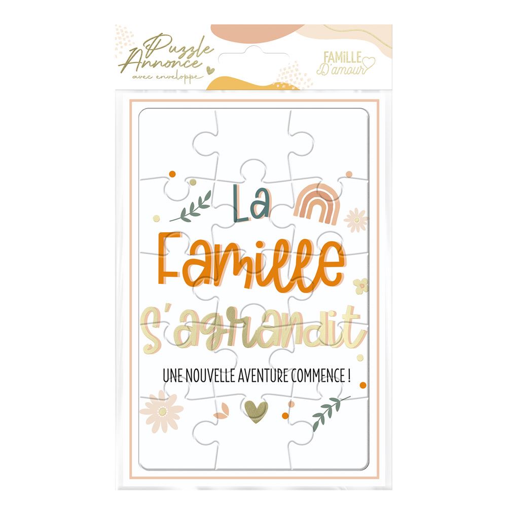 Carte puzzle annonce "la famille"