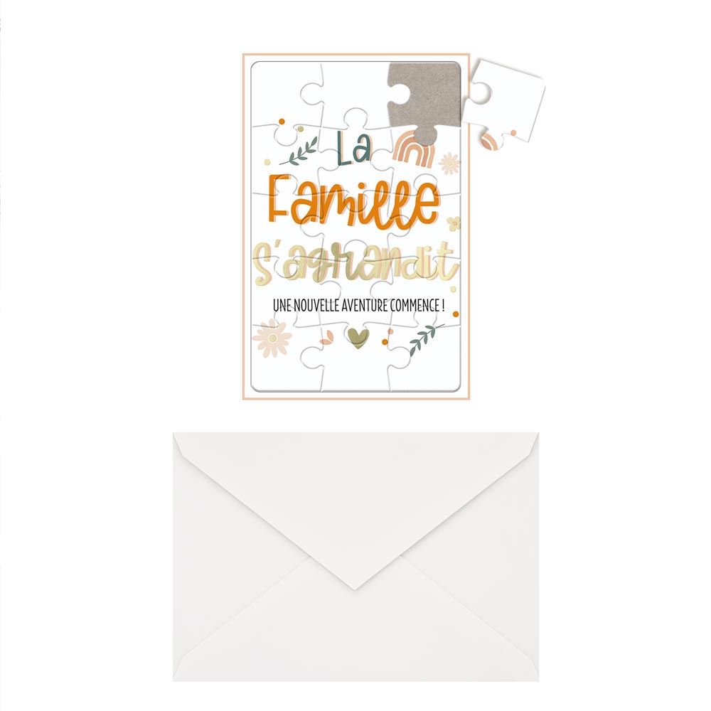 Carte puzzle annonce "la famille"