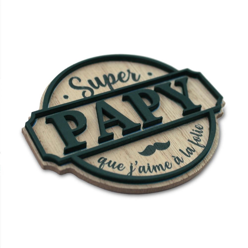Magnet bois "super papy"