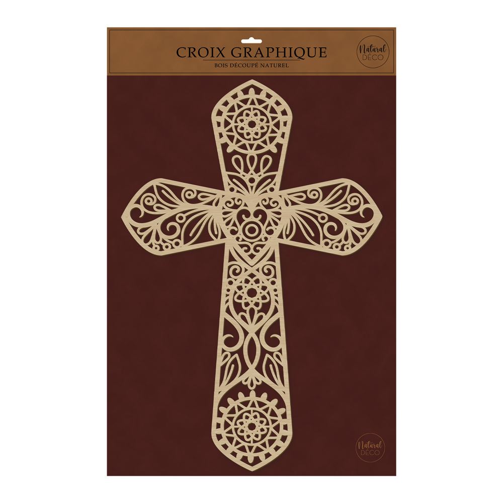 Croix graphique deco bois laser