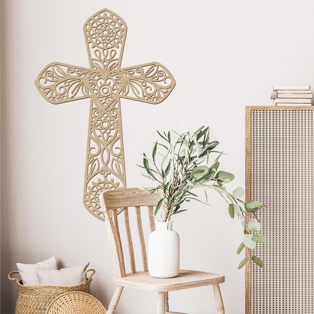 Croix graphique deco bois laser