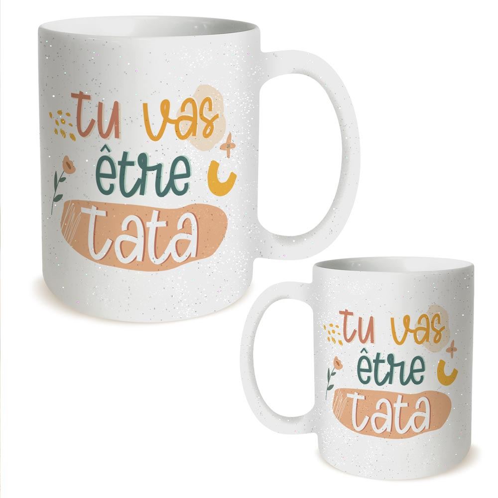 Mug a paillettes "tu vas etre tata"
