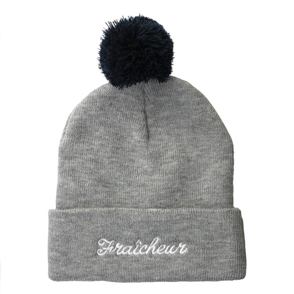 Bonnet pompon brode "fraicheur"