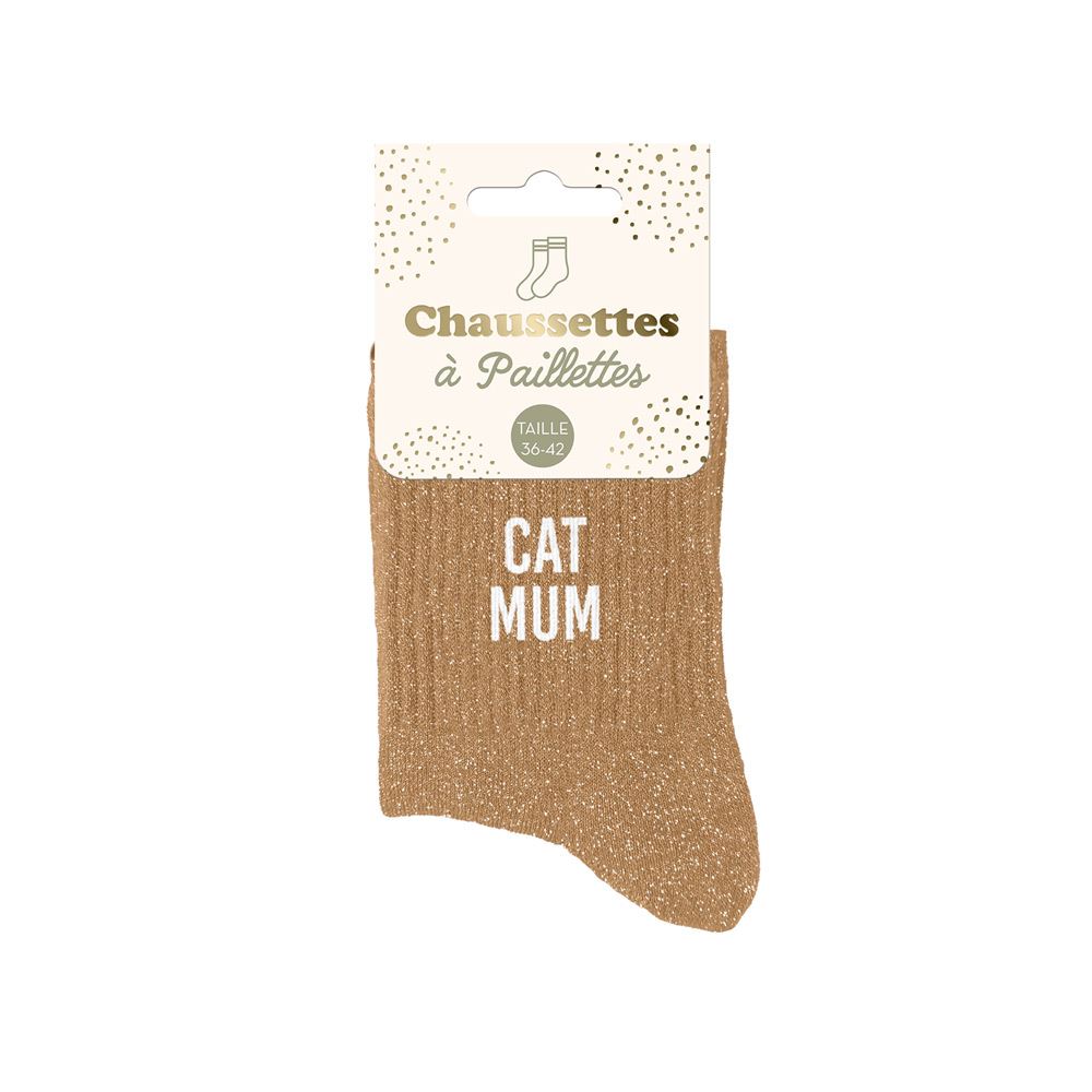 Chaussettes paillettes cat mum