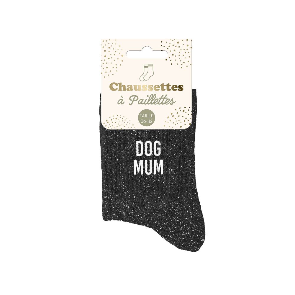 Chaussettes paillettes dog mum