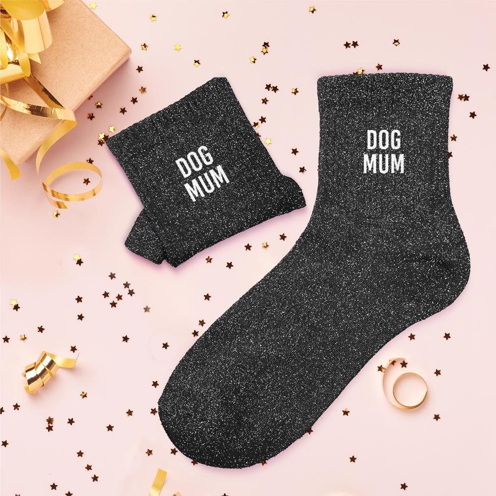 Chaussettes paillettes dog mum
