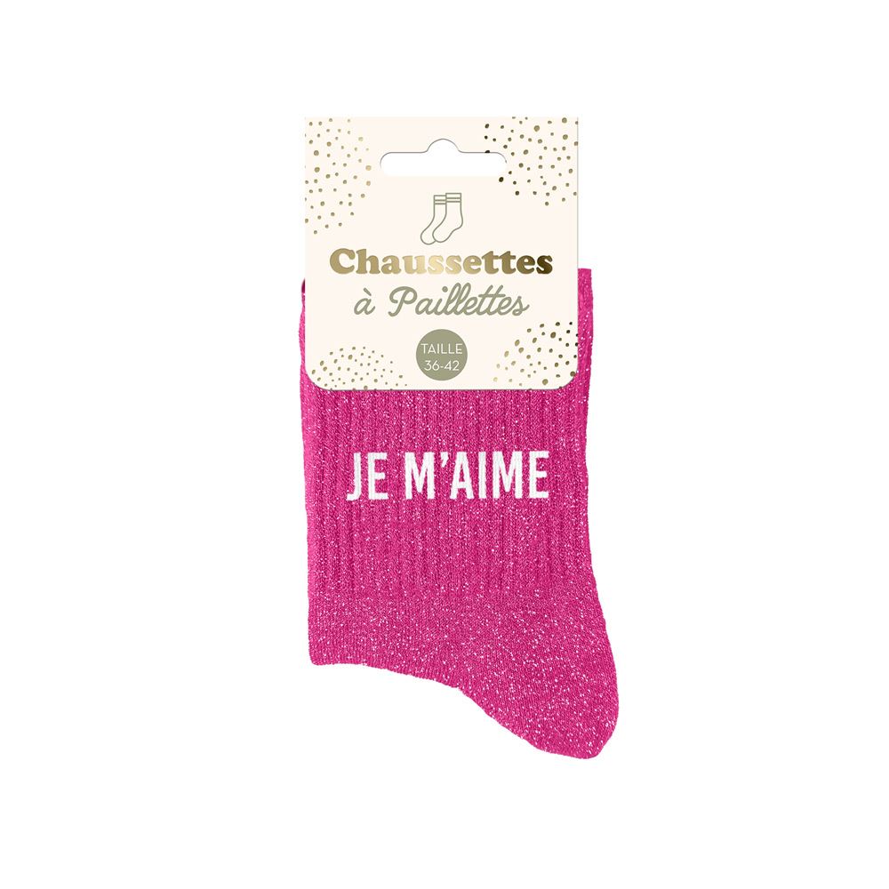 Chaussettes paillettes je m aime