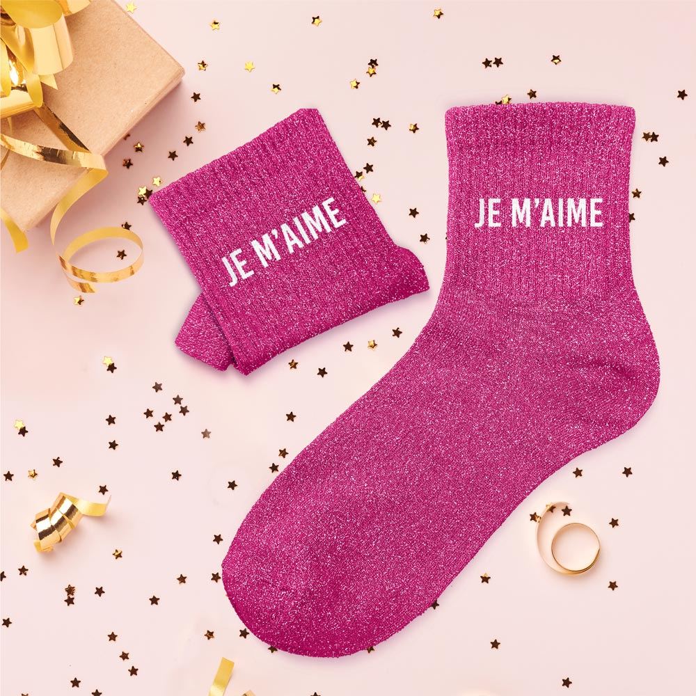 Chaussettes paillettes je m aime