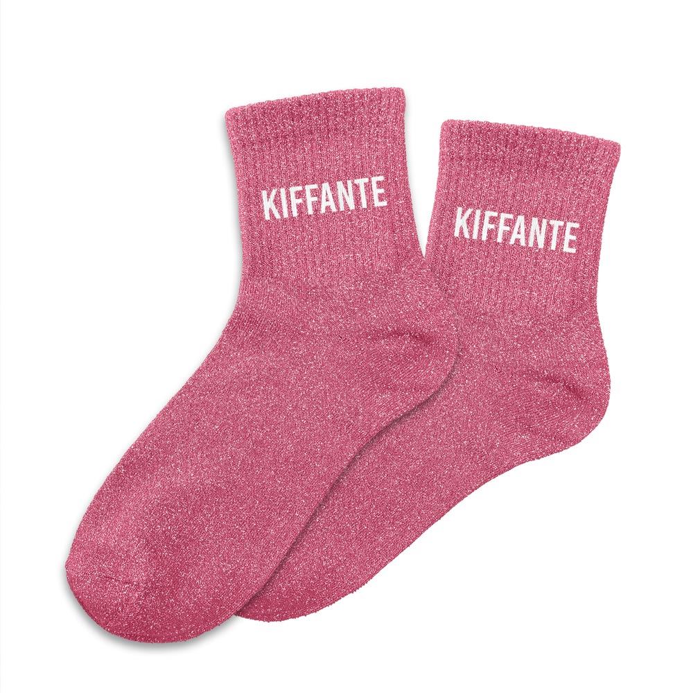 Chaussettes paillettes kiffante rose
