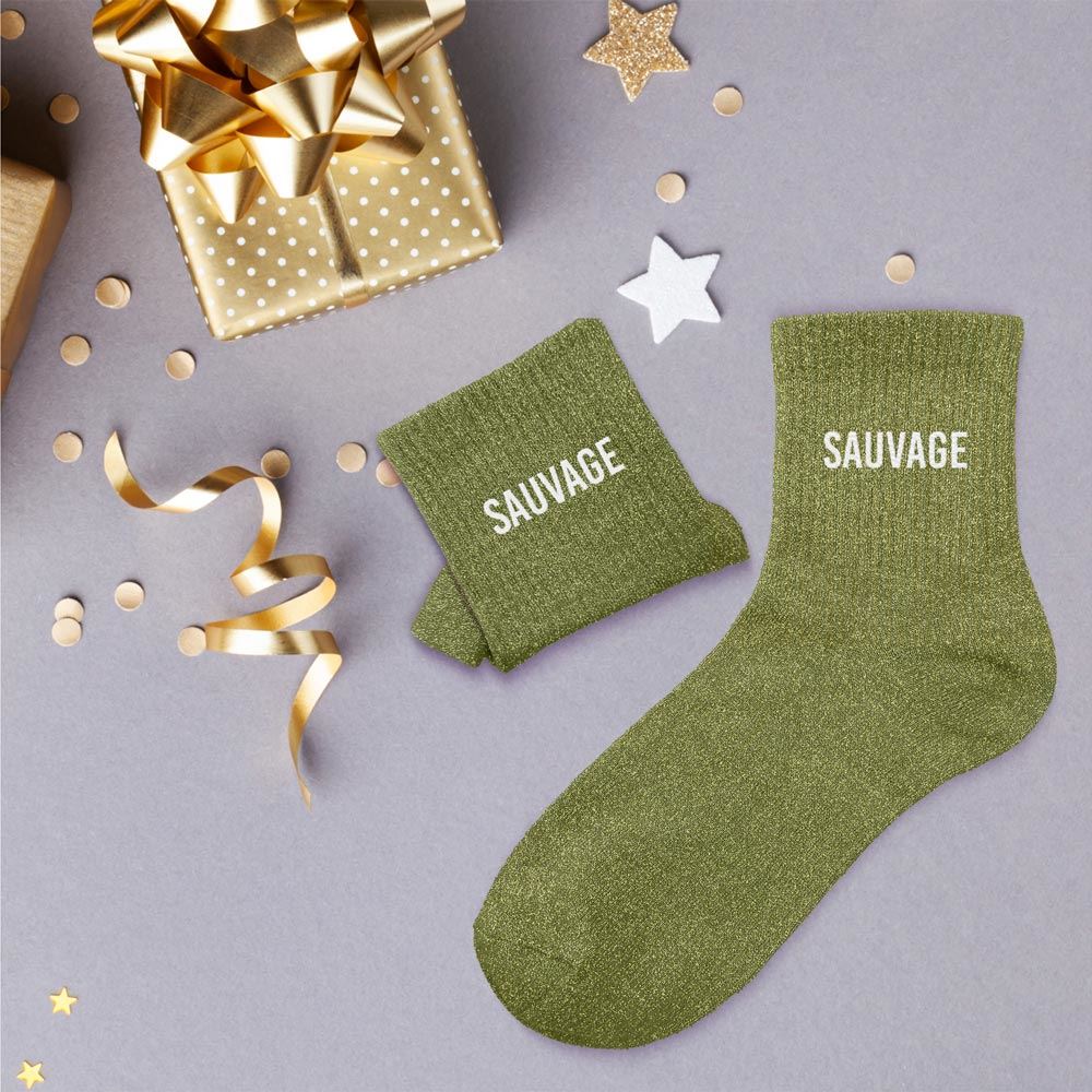 Chaussettes paillettes sauvage