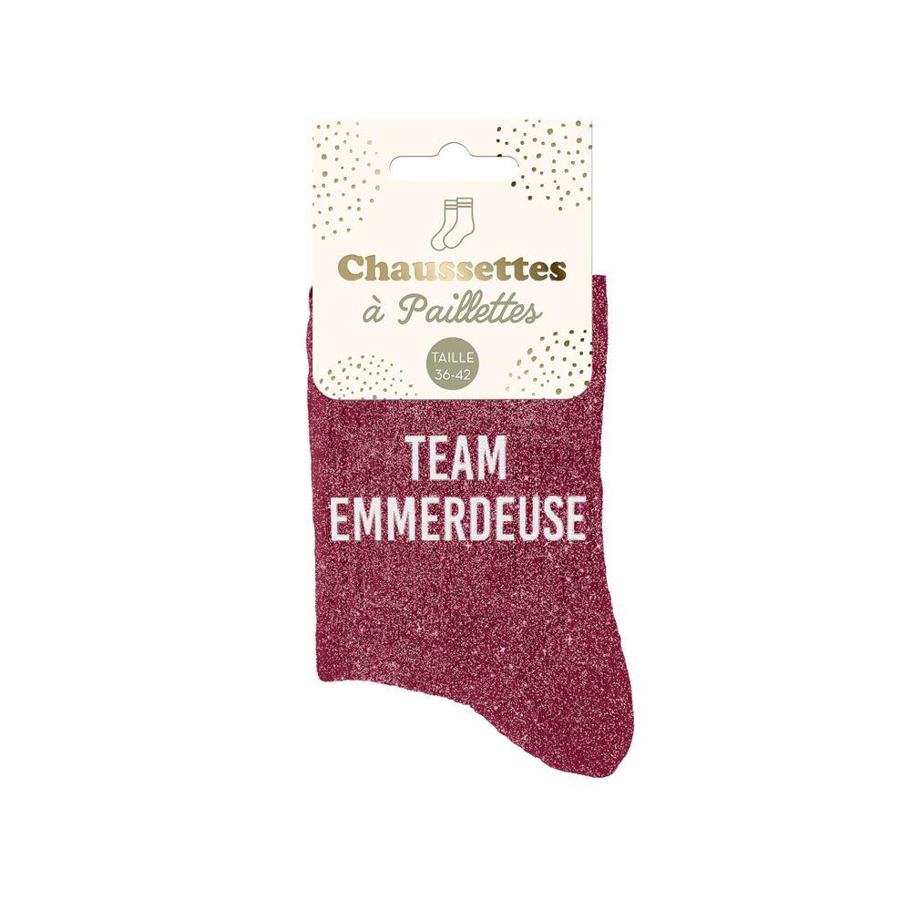 Chaussettes paillettes team emmerdeuse
