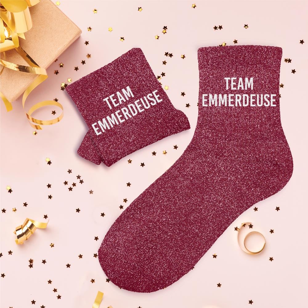Chaussettes paillettes team emmerdeuse
